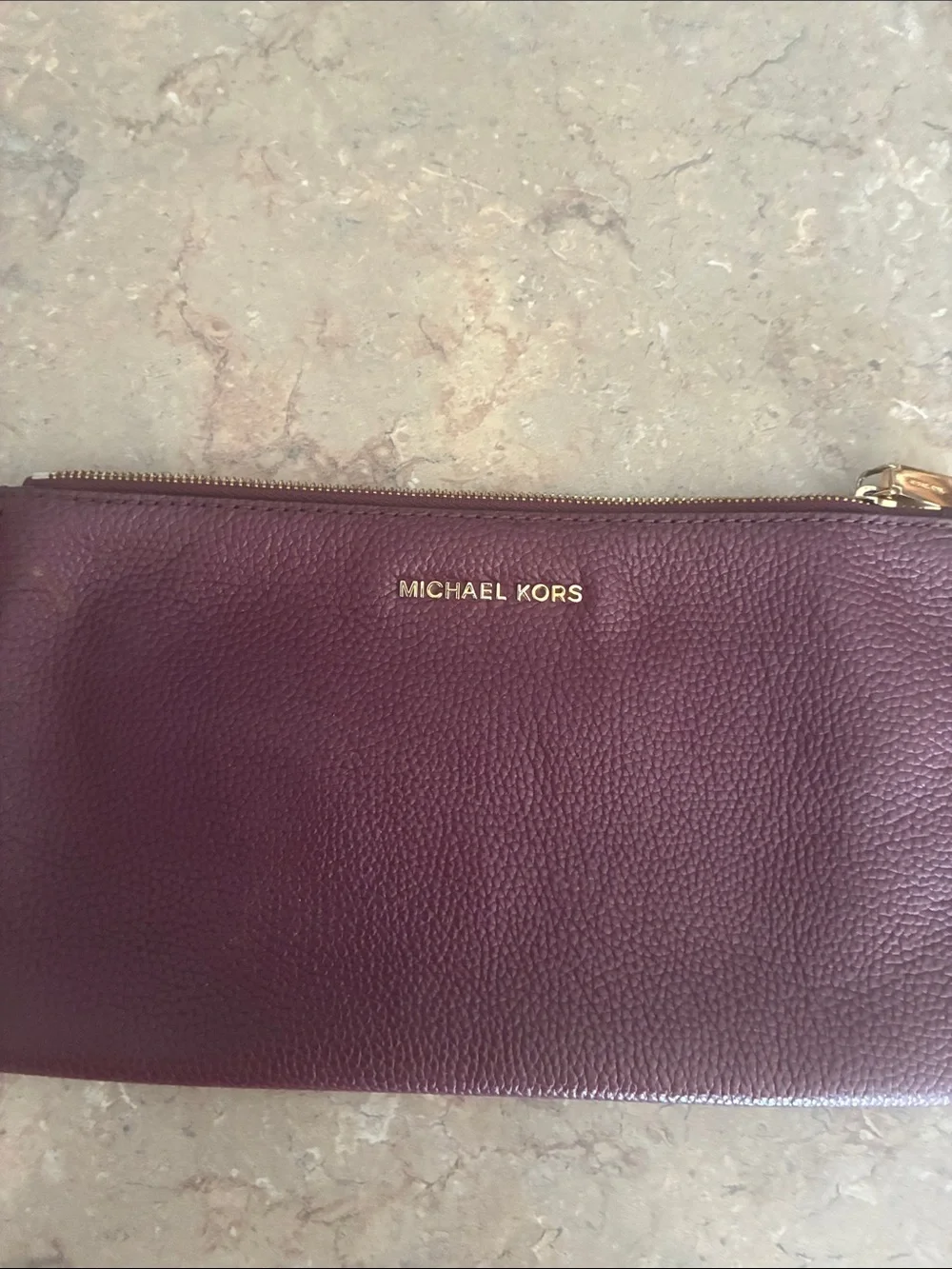 Michael Kors Mini Pebbled Leather Pouch - Plum